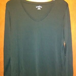 Eddie Bauer hunter green v neck long sleeve shirt